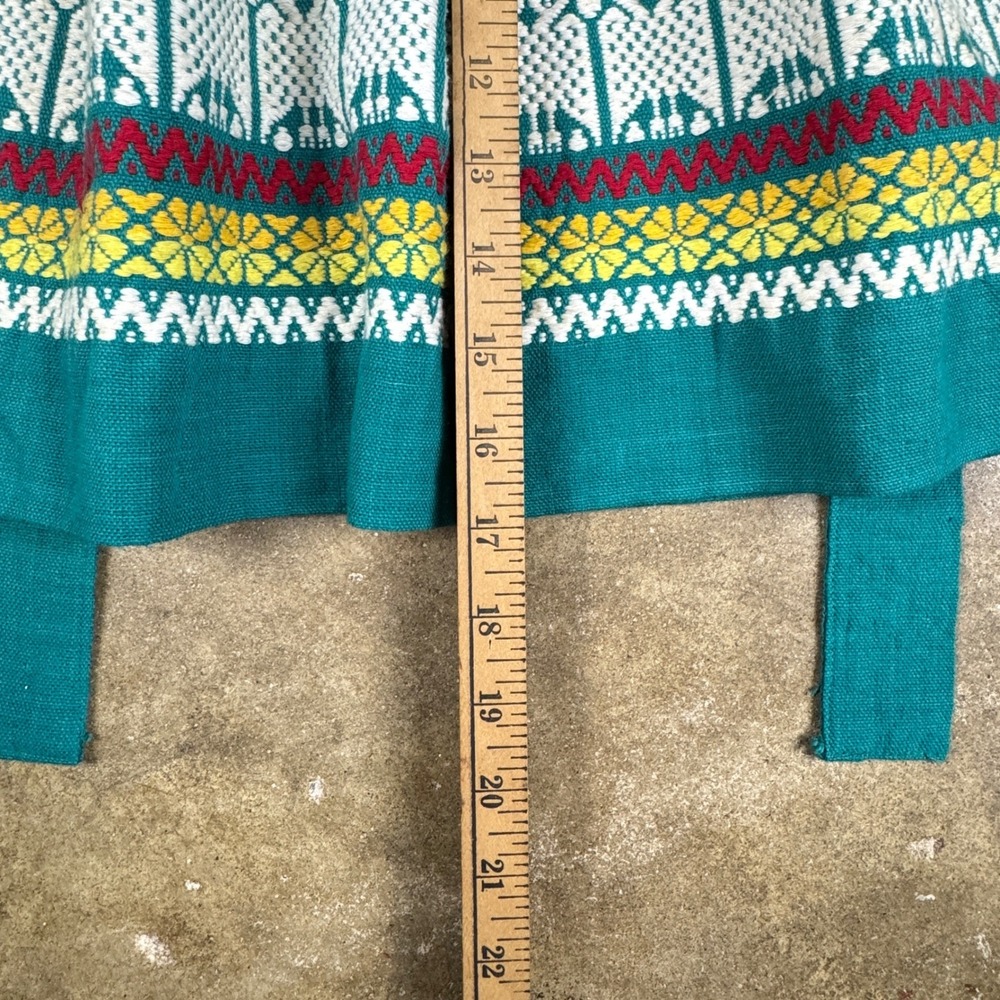 Vtg LaRegional Handwoven Skirt Womens Size 24 Folk Art Teal Multicolor Guatemala - Picture 9 of 10
